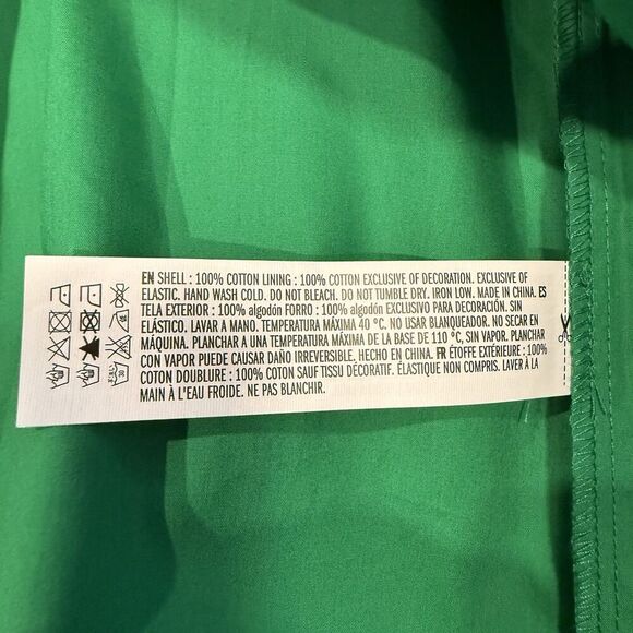 English Factory Scallop Tiered Green Dress Size XS Puff Sleeve Open Back Midi - Picture 10 of 12